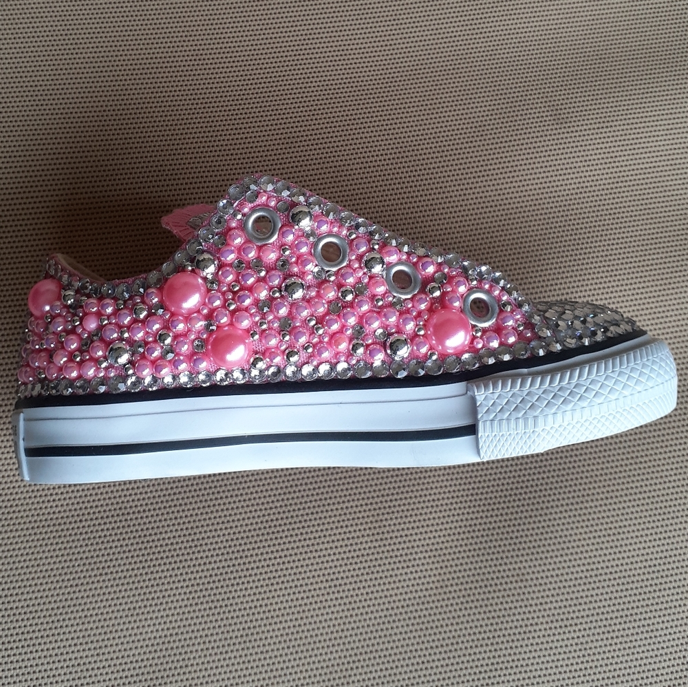 NEW Pink CUSTOM Bling CONVERSE - Toddler shoes (other colors & sizes by Request) - Picture 8 of 12